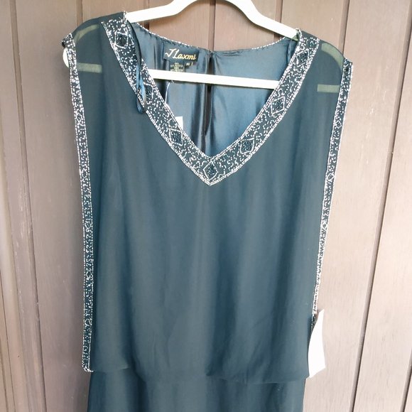 🌟J Laxmi || Black Drop Waist Beaded Cocktail Dress - Picture 6 of 11